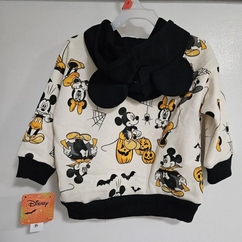 Disney Mickey & Minnie Toddler‎ 2T Halloween Sweatshirt Hoodie with Ears NEW